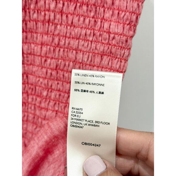 Maeve x Anthropologie Schuyler Sleevless Smocked Peplum Blouse Pink Women Size S - Picture 6 of 6